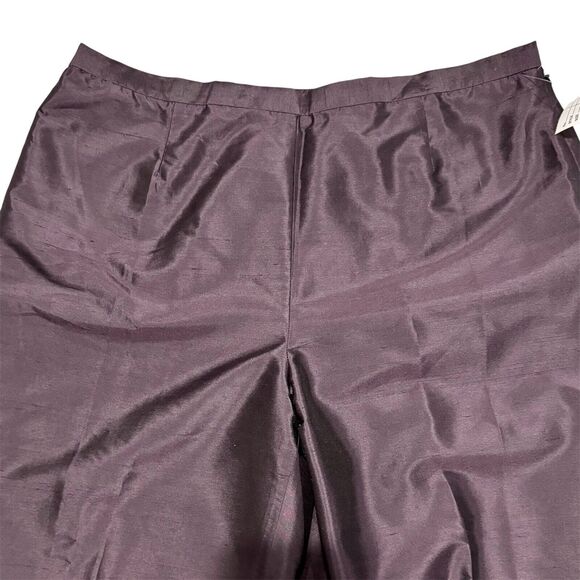 Coldwater Creek NWT Silk Flat Front Side Zip Trousers Brown 12 Lined Cropped - Picture 2 of 9